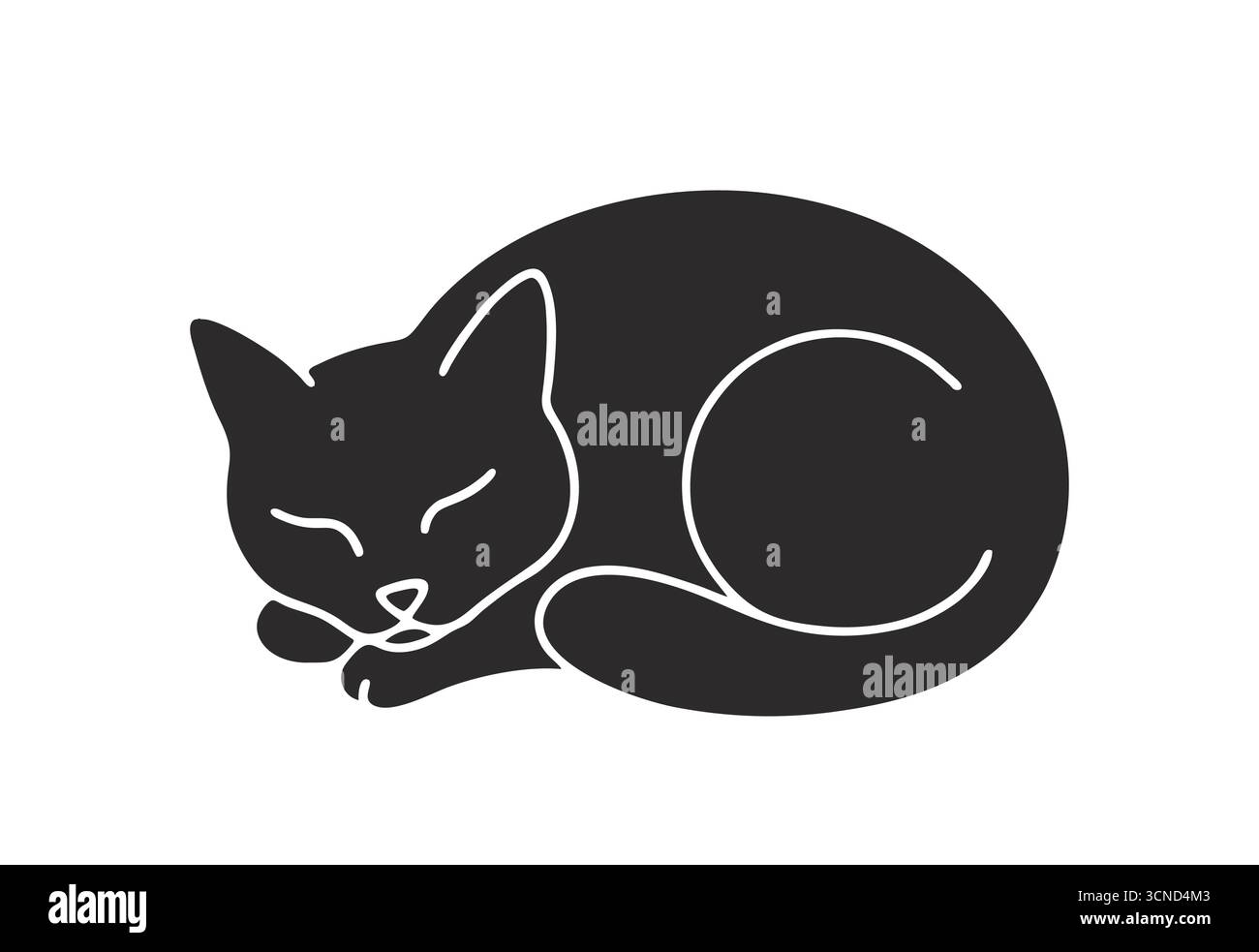 Black Cat Silhouette on Deep Yellow Background Stock Vector