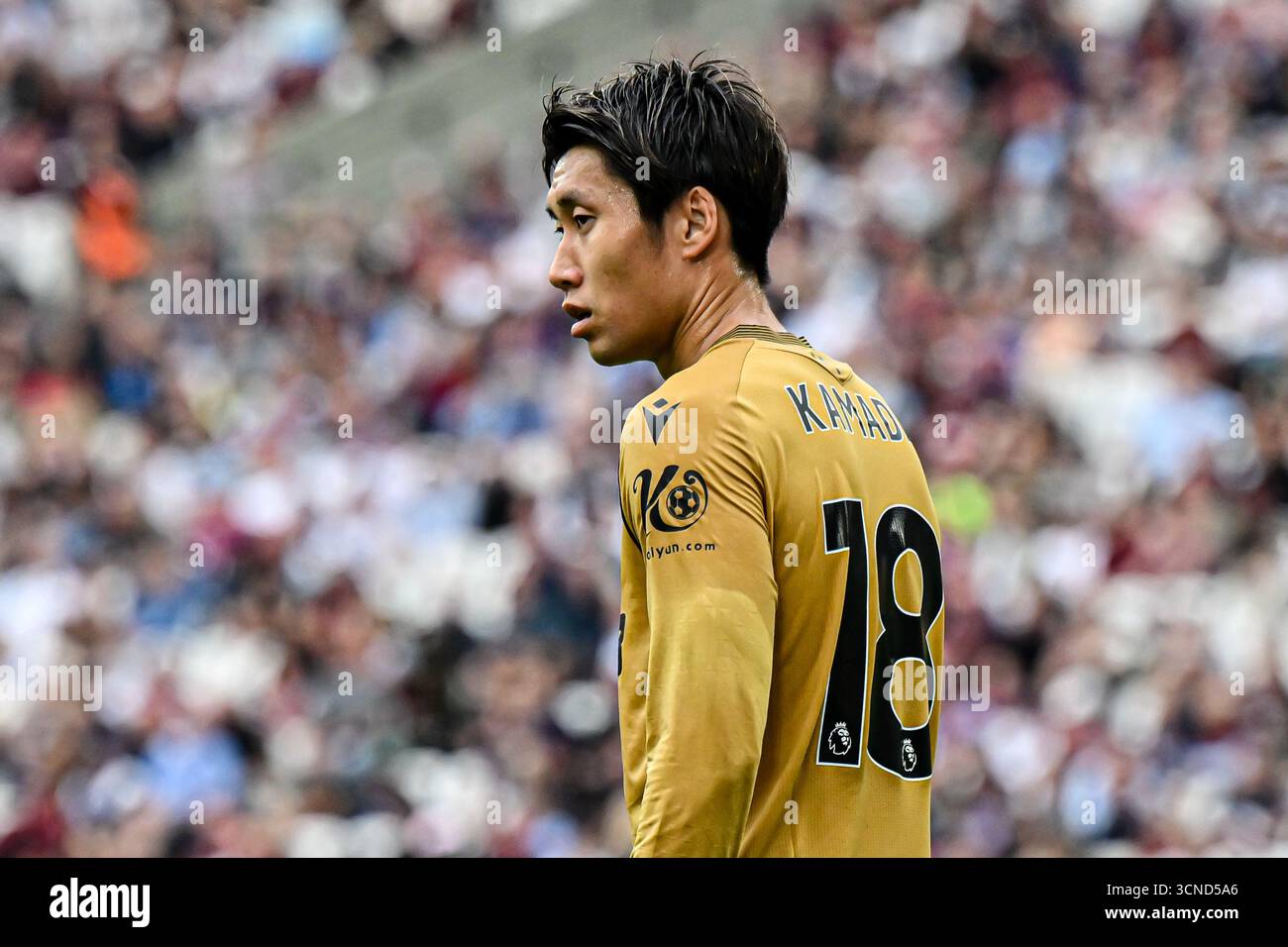 London Stadium, Stratford on Saturday 20th September 2025.Daichi Kamada (18 Crystal Palace) looks on during the Premier League match between West Ham United and Crystal Palace at the London Stadium, Stratford on Saturday 20th September 2025. (Photo: Kevin Hodgson | MI News) Credit: MI News & Sport /Alamy Live News Stock Photo