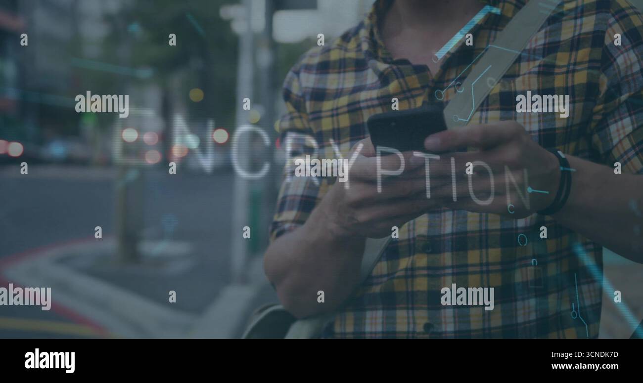 Man tapping smartphone on sidewalk hi-res stock photography and images ...