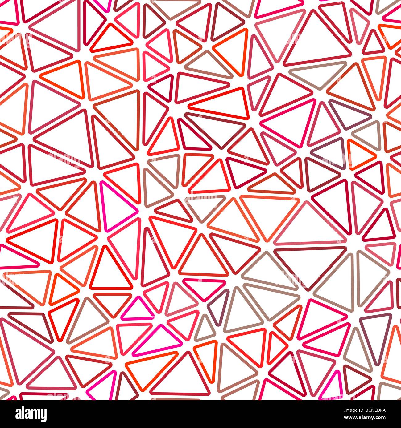 Vector science background. Compact triangles size. Multiple colors style. Rounded triangles outlined. Repeatable composition. Crimson Contrast. Stock Vector