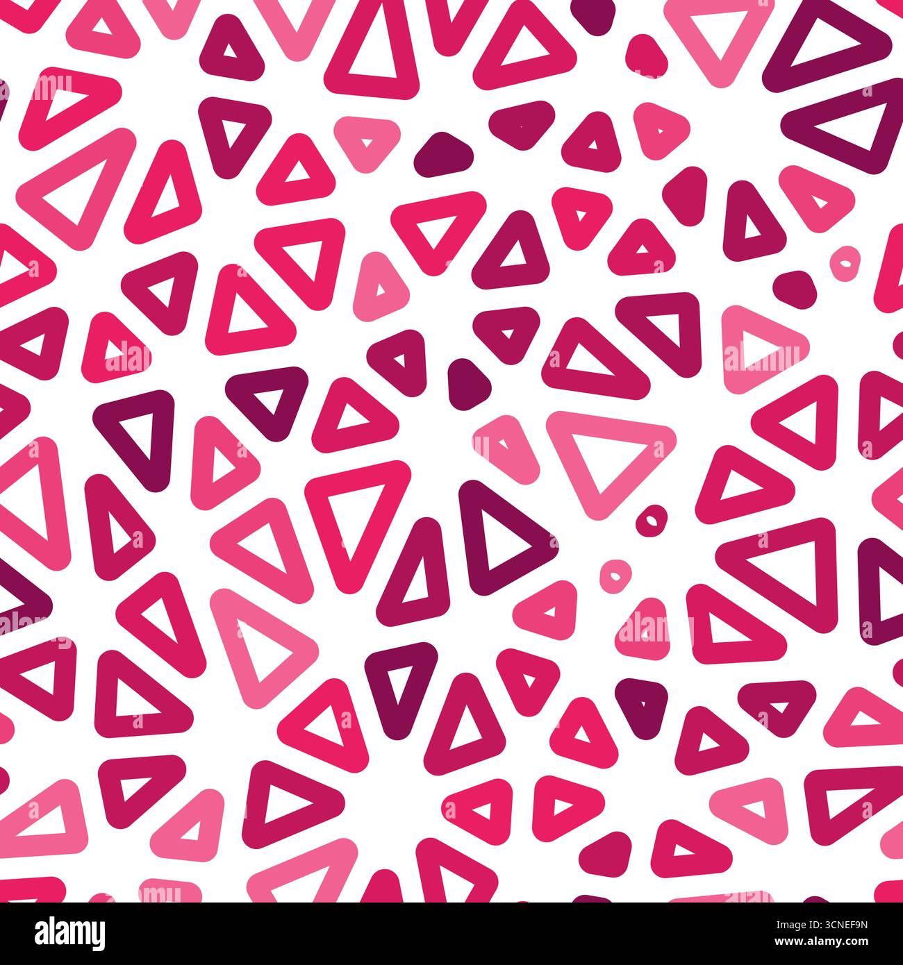 Tileable abstract background. Medium triangles size. Monotone style. Rounded triangles outlined. Repeatable pattern. Bold Sunset Glow. Stock Vector