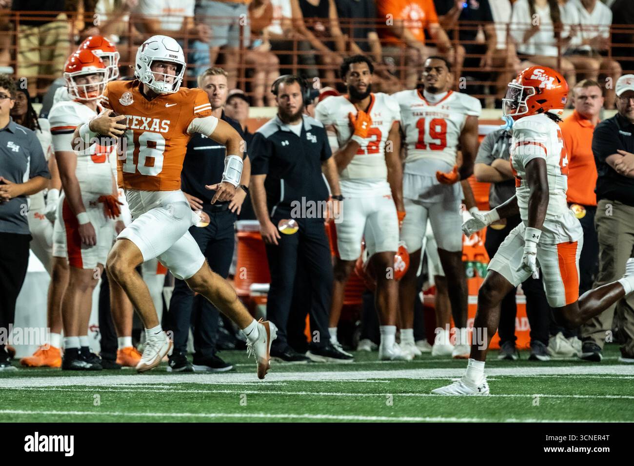 Sept 20, 2025. Matthew Caldwell (18) of the Texas Longhorns in action ...