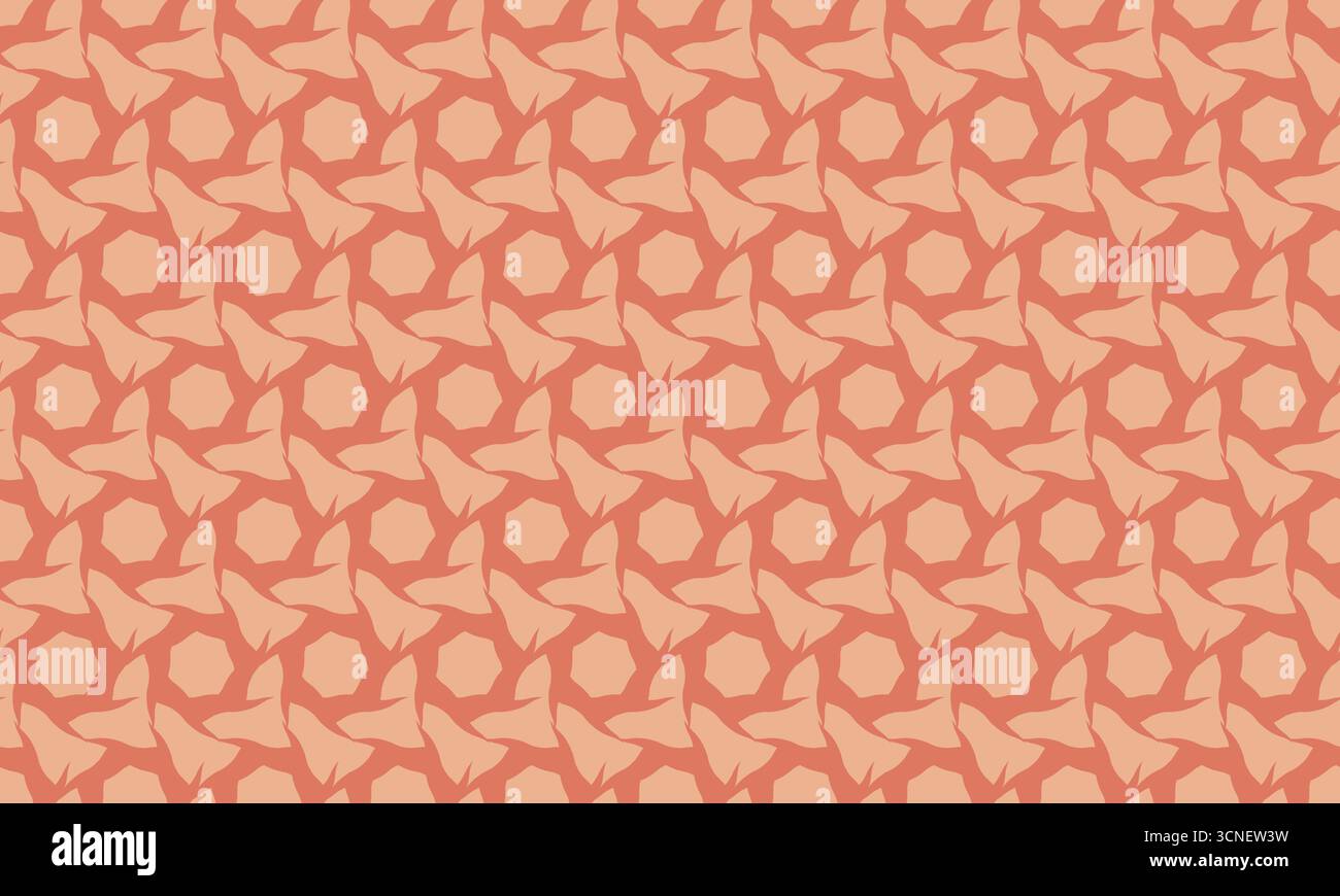 Abstract coral geometric pattern. Seamless repeat design featuring interlocking shapes creating a harmonious texture. Perfect for branding, textiles, Stock Vector