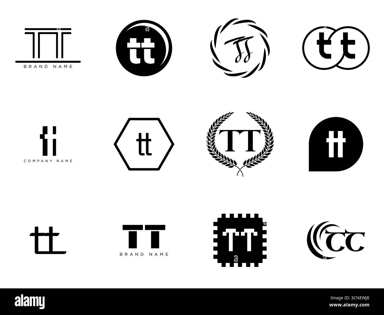 TT logo company template. Letter t and t logotype. Set different ...