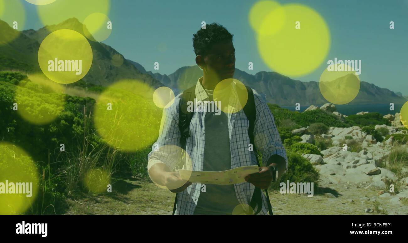 Young black hiker map backpack hi-res stock photography and images - Alamy