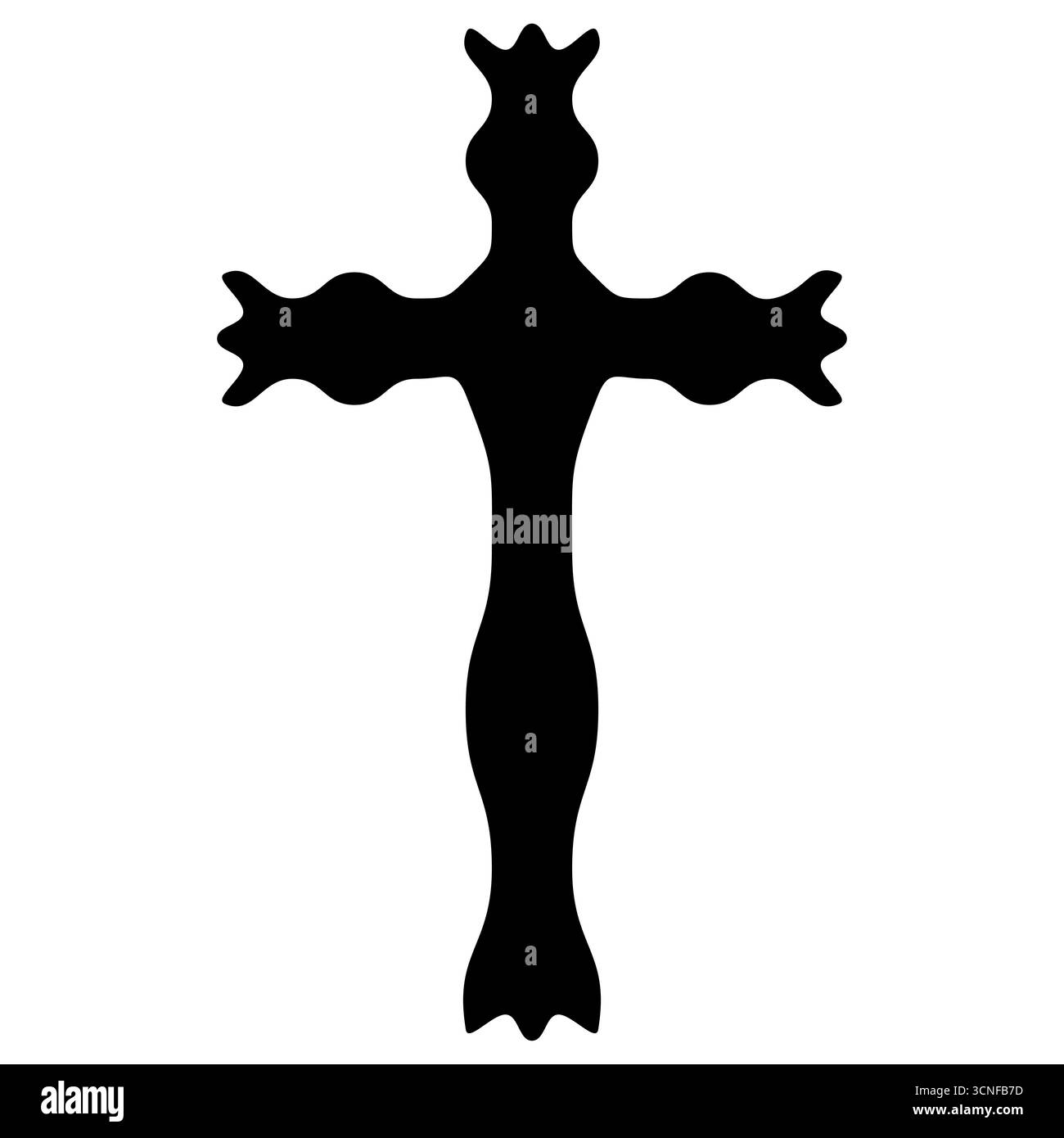 Organic silhouette cross with wavy edges and symbolic design Stock ...