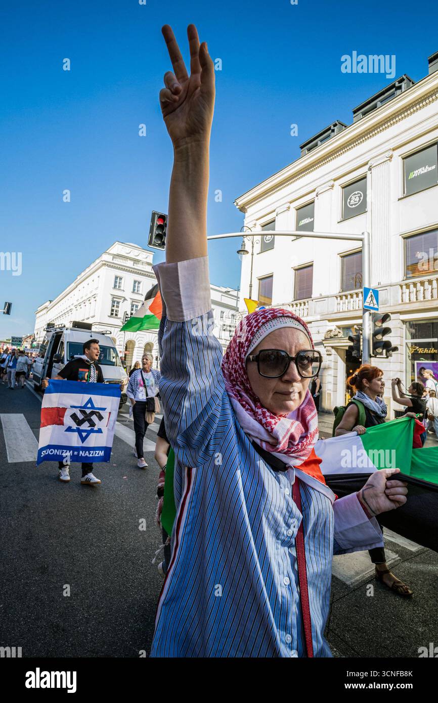 A protester makes gestures during the demonstration. Pro-Palestine ...