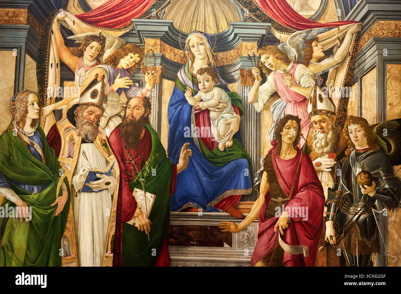 Close up, Madonna and Child Enthroned with St. Catherine of Alexandria ...