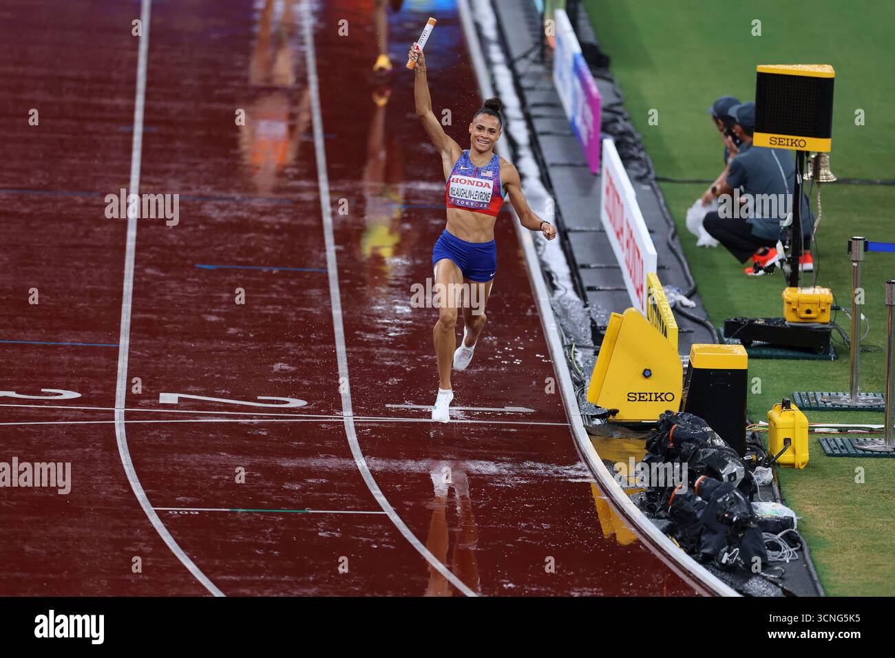 US s Sydney MCLAUGHLIN LEVRONE Reacts After Winning Women s 4x400 us-s-sydney-mclaughlin-levrone-reacts-after-winning-women-s-4x400
