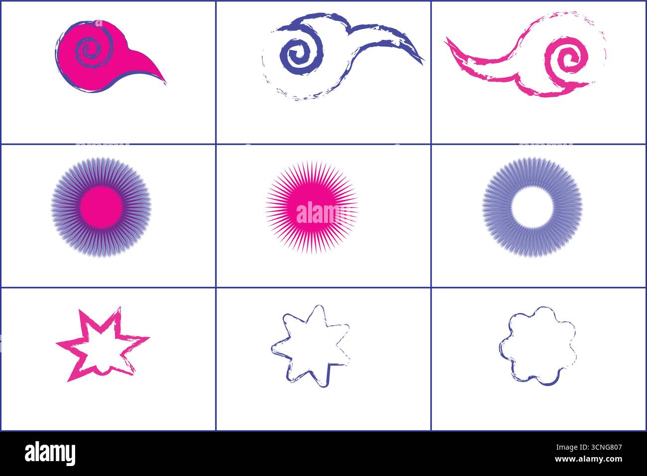 Set of Abstract Graphic Elements in Vibrant Colors Stock Vector