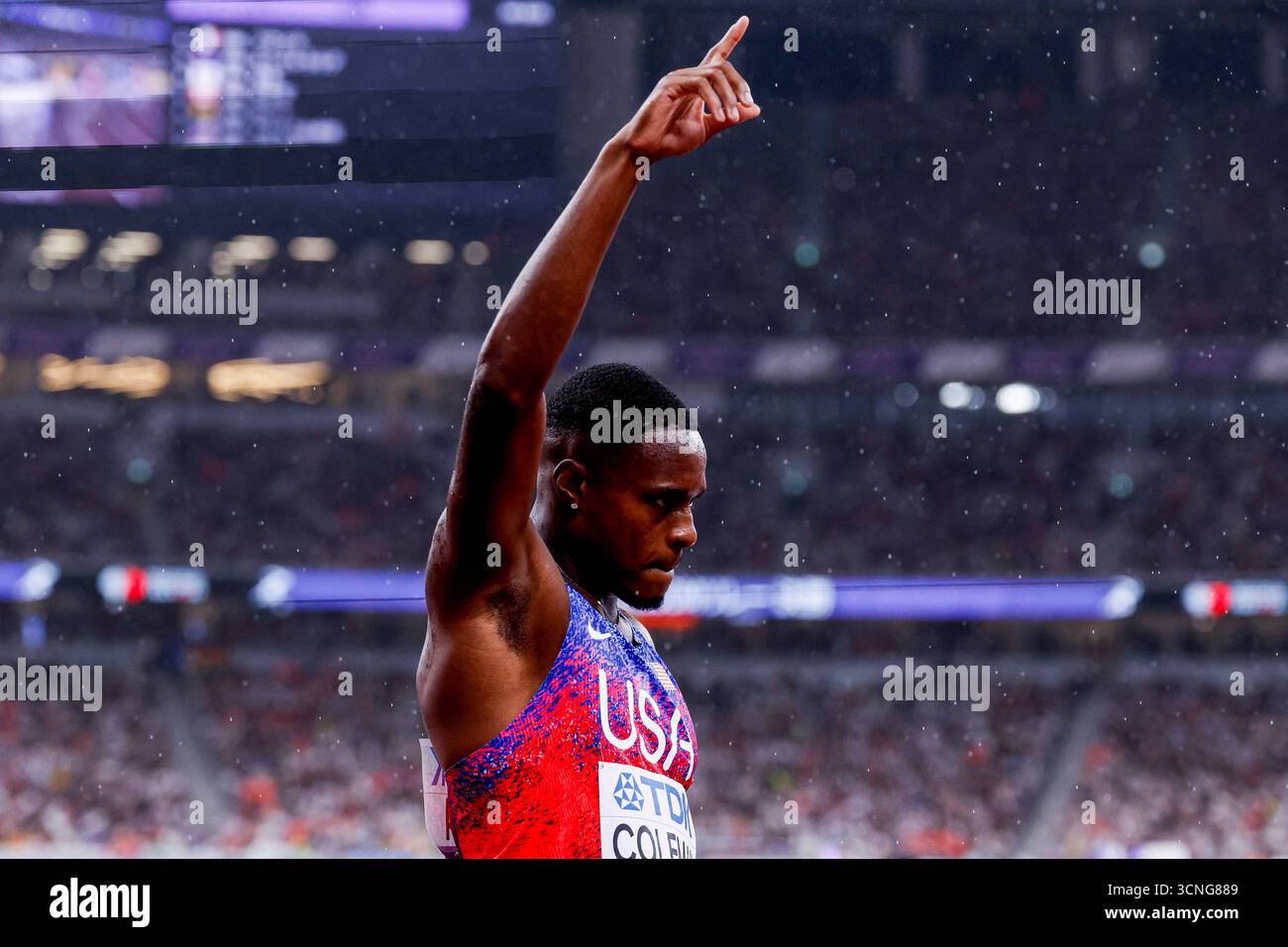 Christian Coleman of United States of America gestures after competing ...