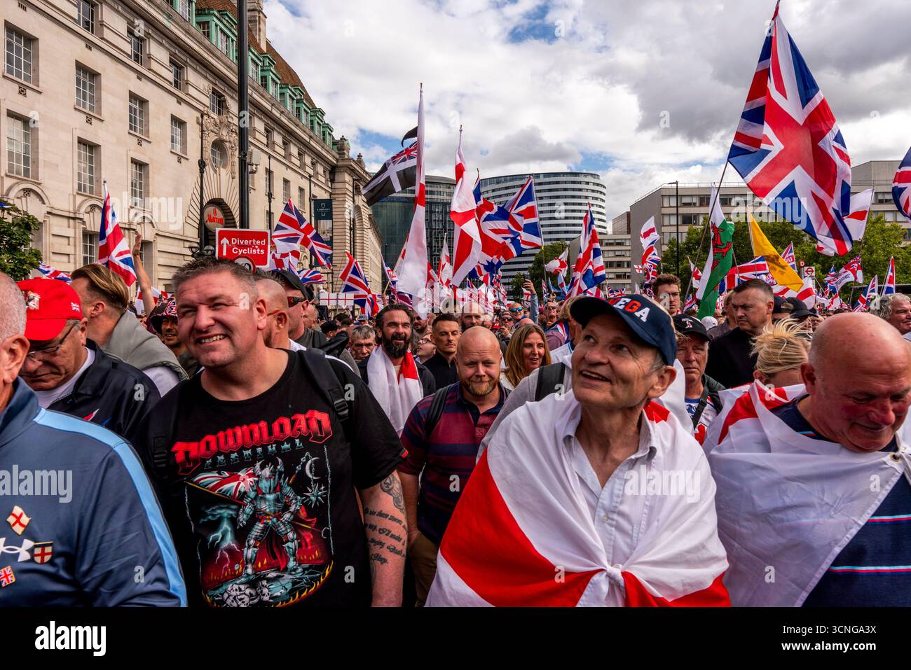 People March Over Westminster Bridge Waving British Flags During The ...
