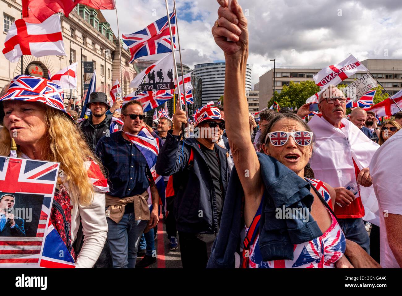 People March Over Westminster Bridge Waving British Flags During The ...