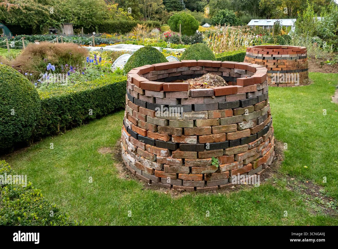 Victorian brick compost container in an English garden in Autumn Stock ...