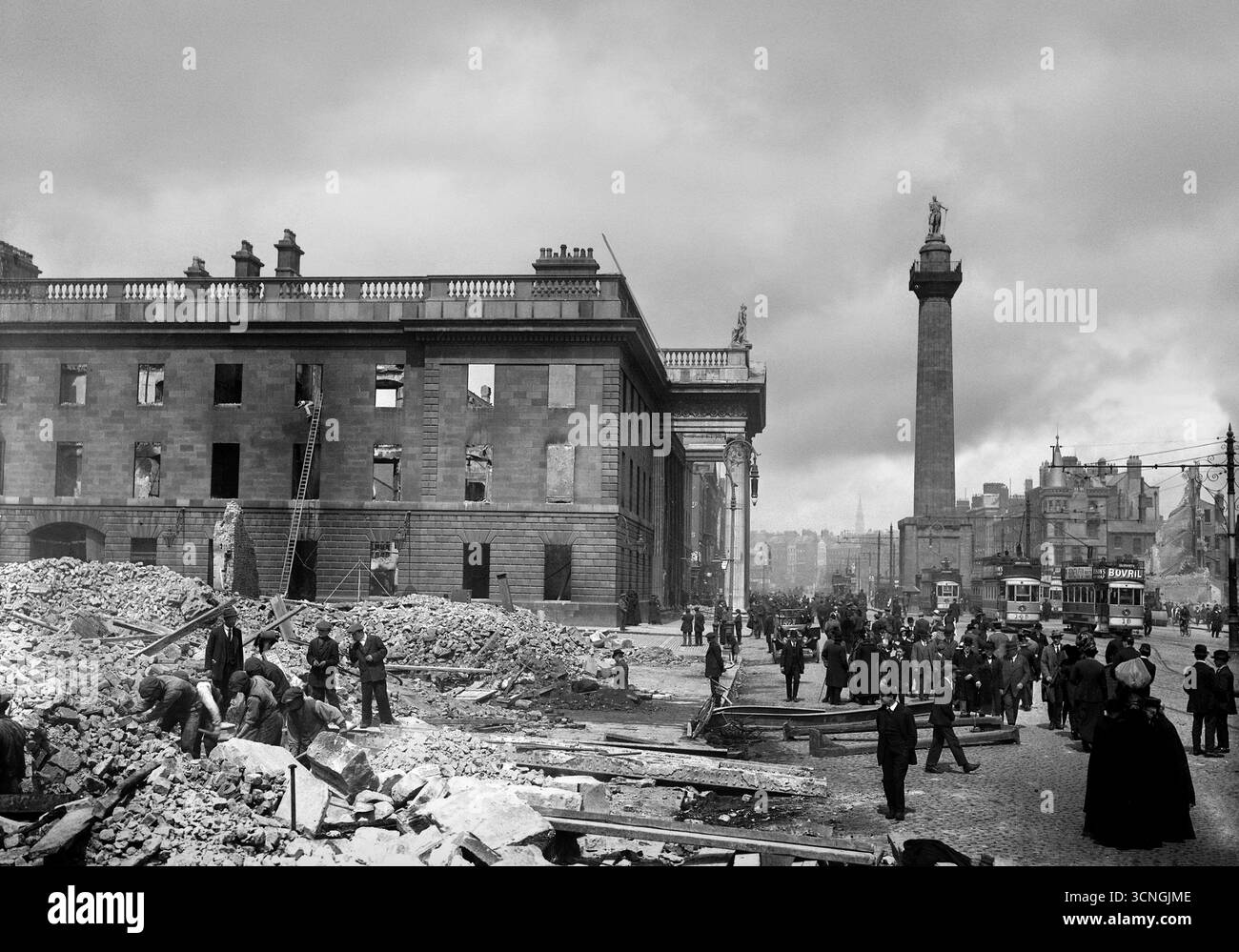 An early 20th century photograph of ruined General Post Office (GPO) in ...