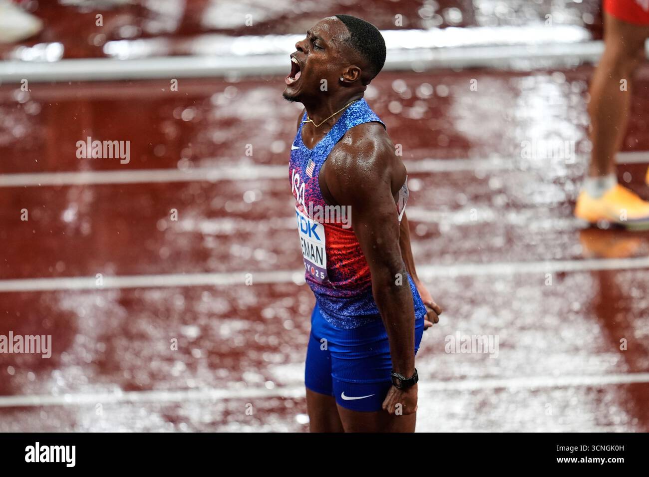 United States' Christian Coleman reacts after the U.S. team won the ...