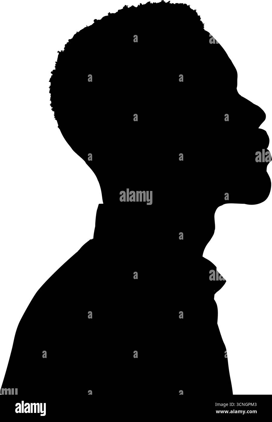 : Black man portrait, silhouette profile - vector icon Stock Vector ...