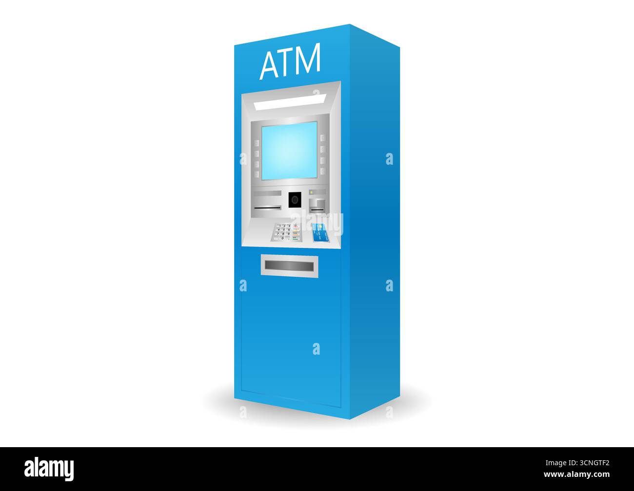 ATM- Automated Teller Machine. ATM Machine. Vector Illustration Isolated on White Background. Stock Vector