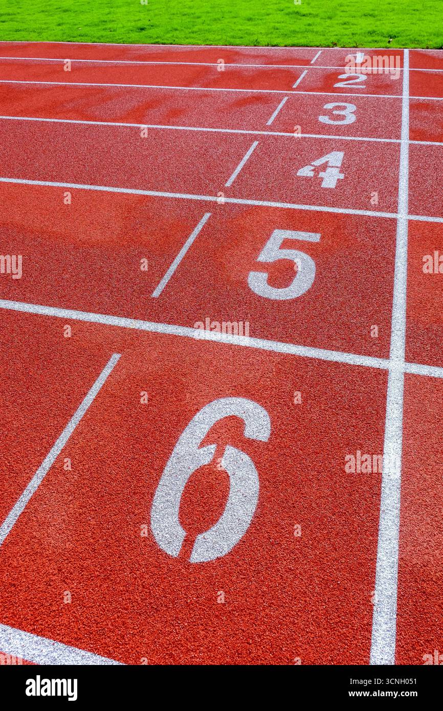 Running track with numbers in the stadium, sport background Stock Photo ...