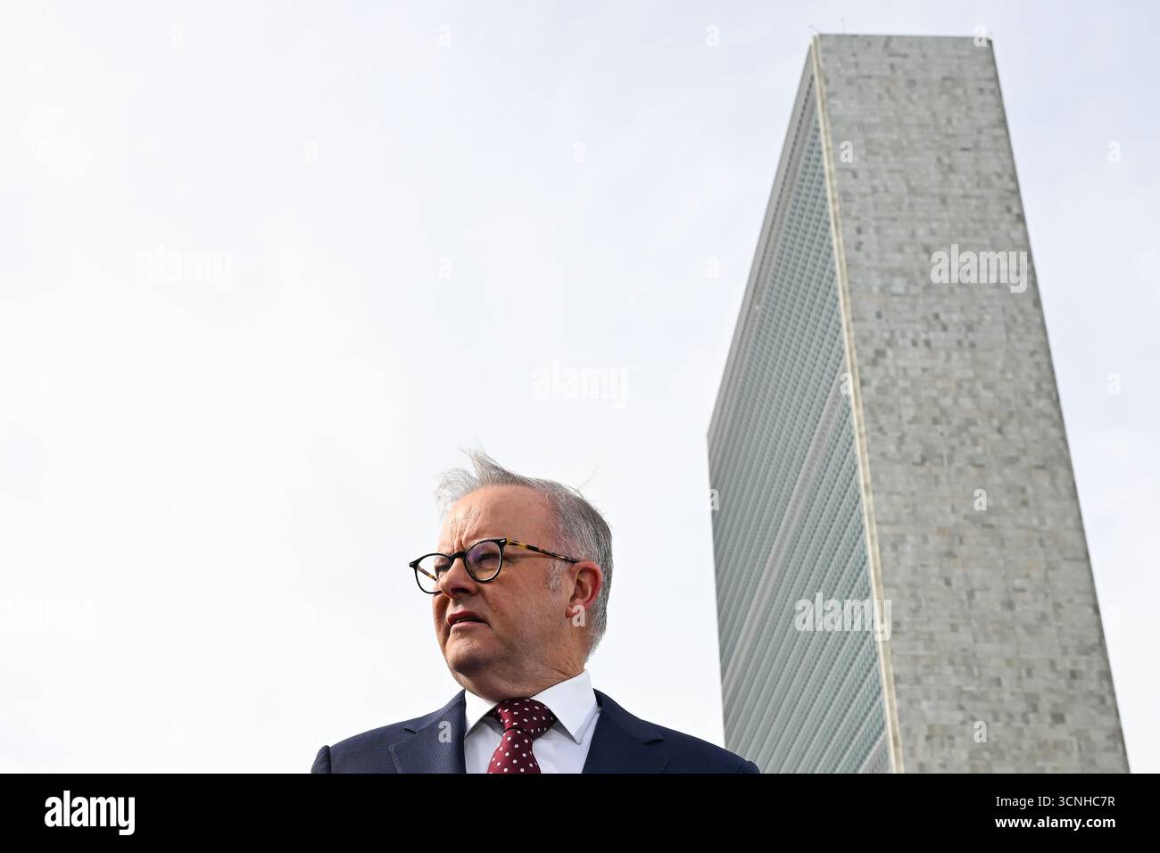 Australian Prime Minister Anthony Albanese speaks to the media during a ...