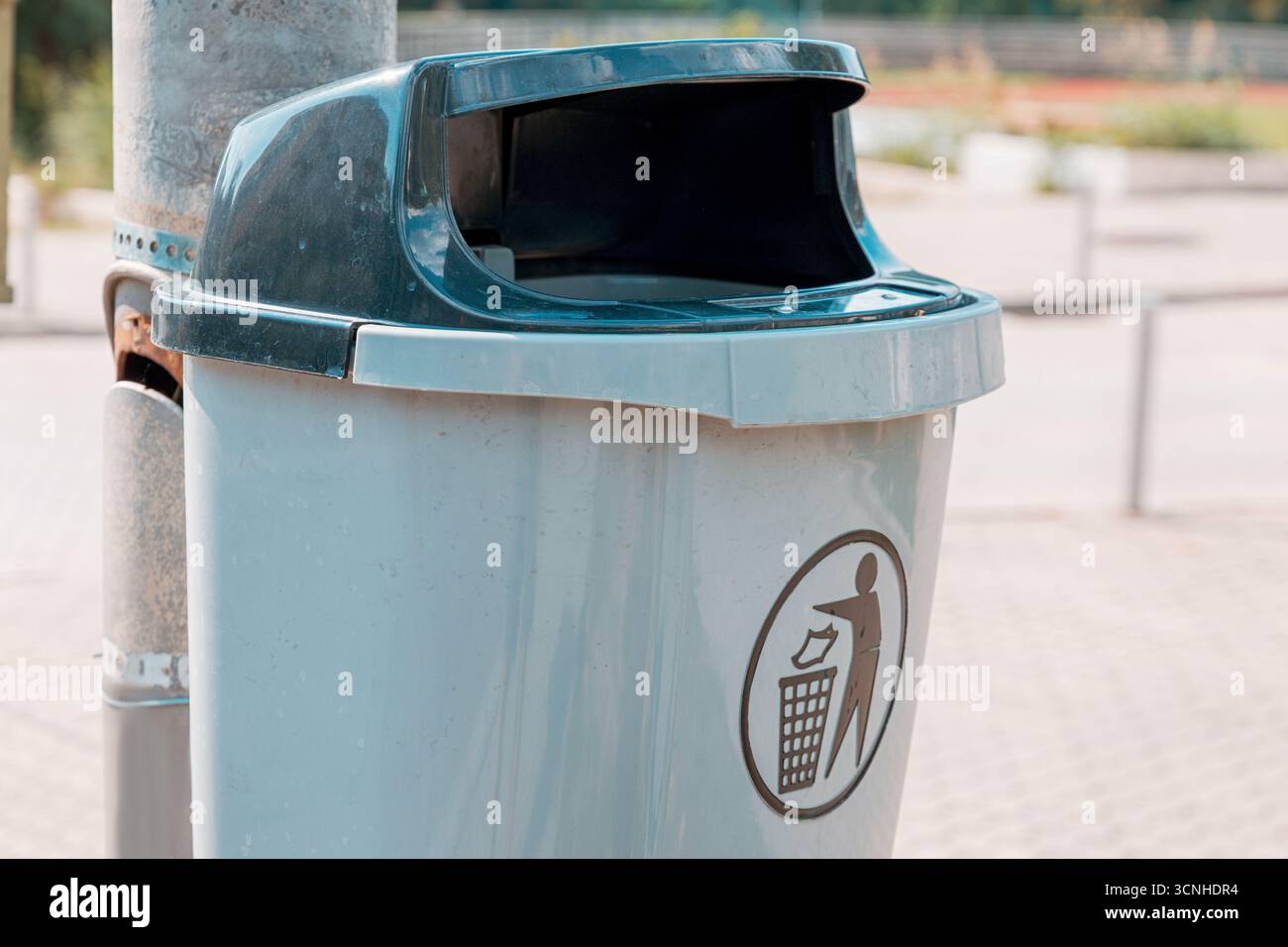 Trash can in the neighborhood hi-res stock photography and images