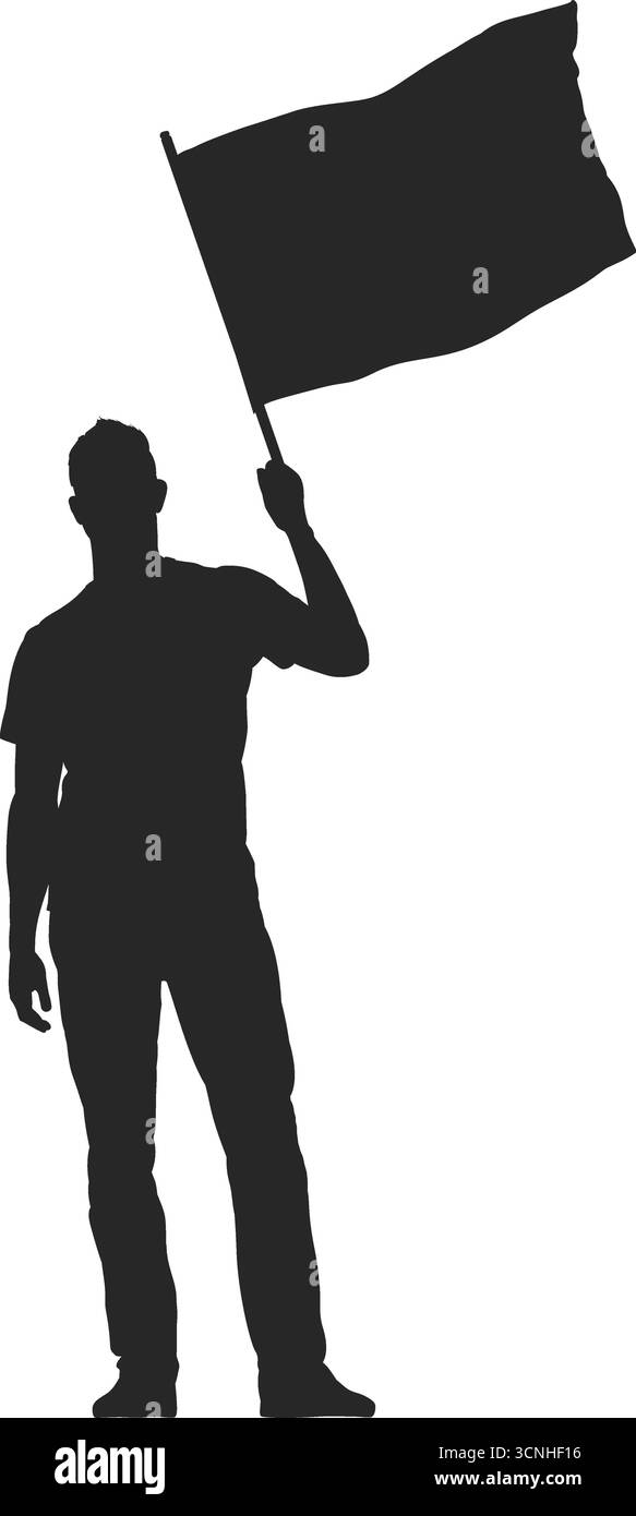 Man waving flag, full length silhouette Stock Vector Image & Art - Alamy