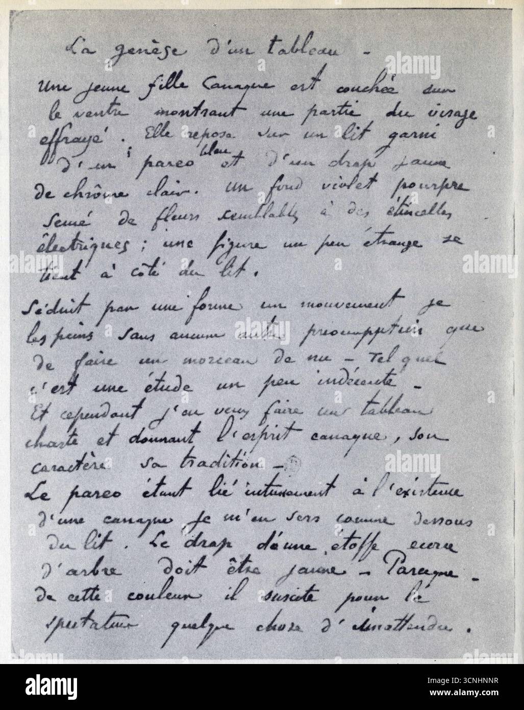 Gauguin. Cahier pour Aline. La genèse d'un tableau, explication d'une importance capitale pour la création de Manao Tupau, l'esprit des morts veille Stock Photo
