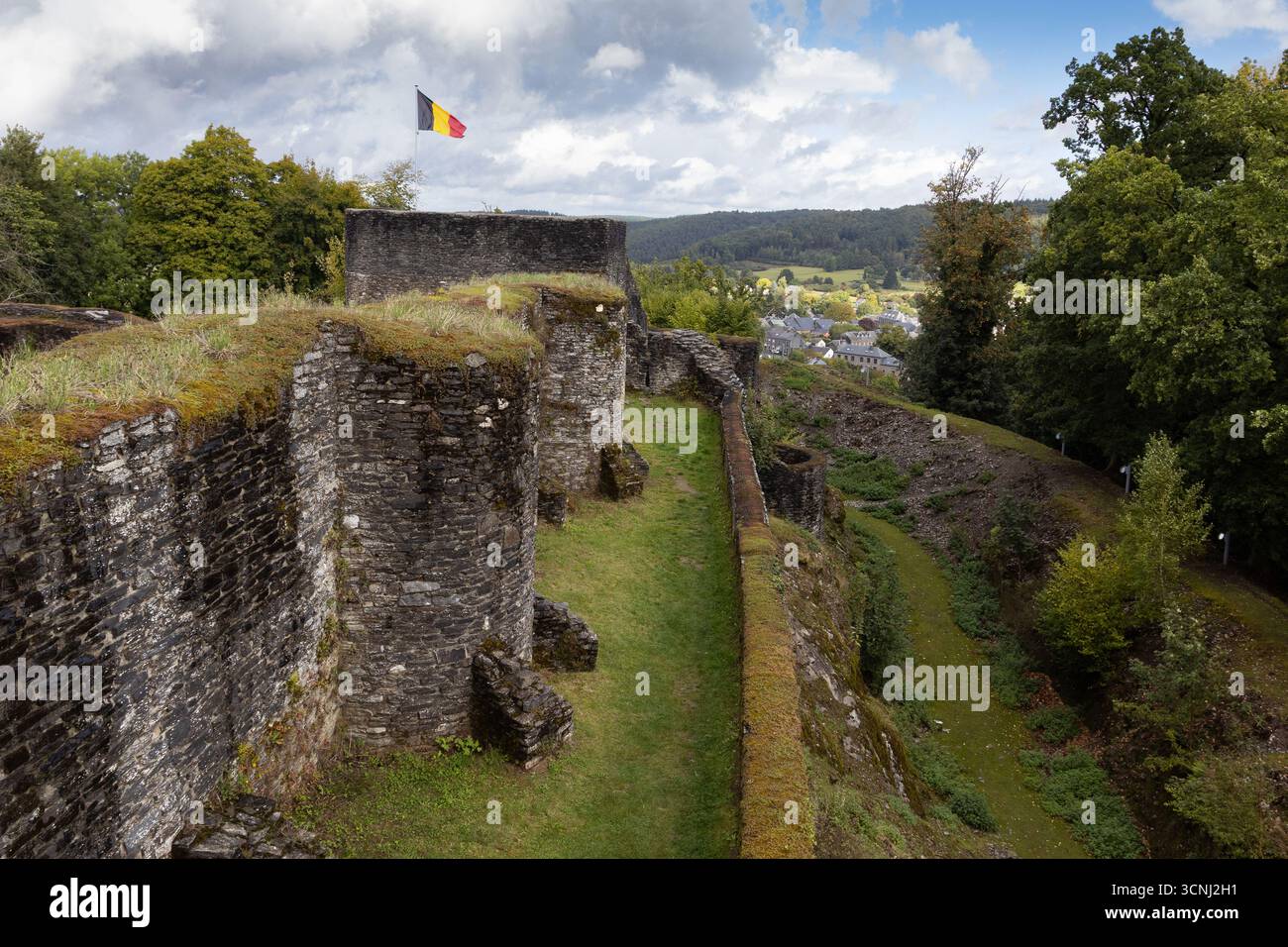 HERBEUMONT, BELGIUM, 11 SEPTEMBER 2025: The beautiful hill top ruins of Chateau d'Herbeumont. It is a medieval fortress and a tourist attraction in th - Stock Image