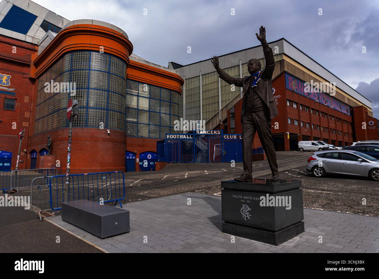 The statue of former Rangers manager Walter Smith outside Ibrox Stadium in Glasgow, Scotland Stock Photo