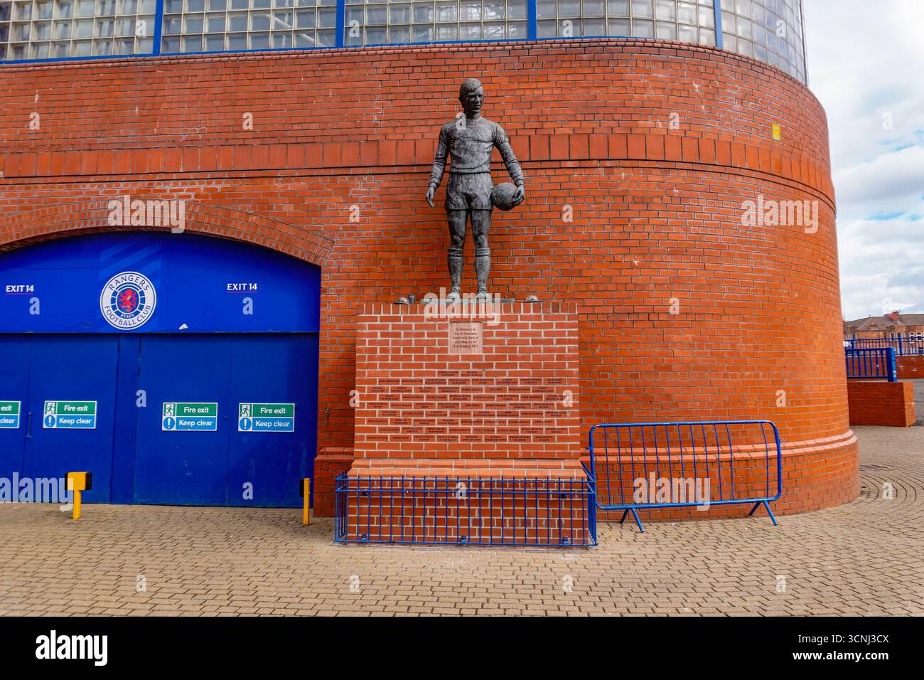 The memorial to the 66 fans who died in a crush at Ibrox Stadium in 1971, in Glasgow, Scotland Stock Photo
