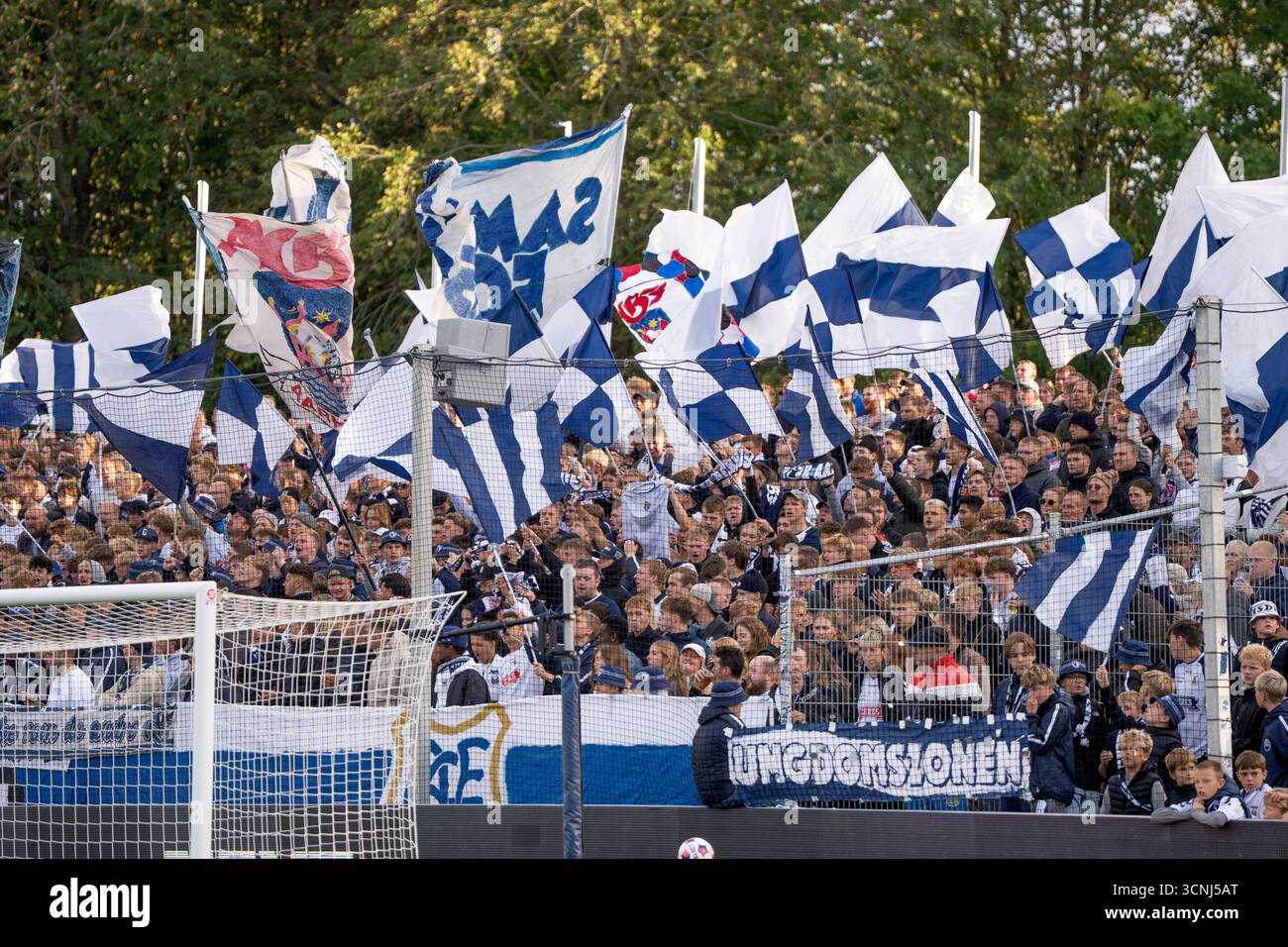 Aarhus, Denmark. 21st Sep, 2025. AGF fans during the Super League match ...
