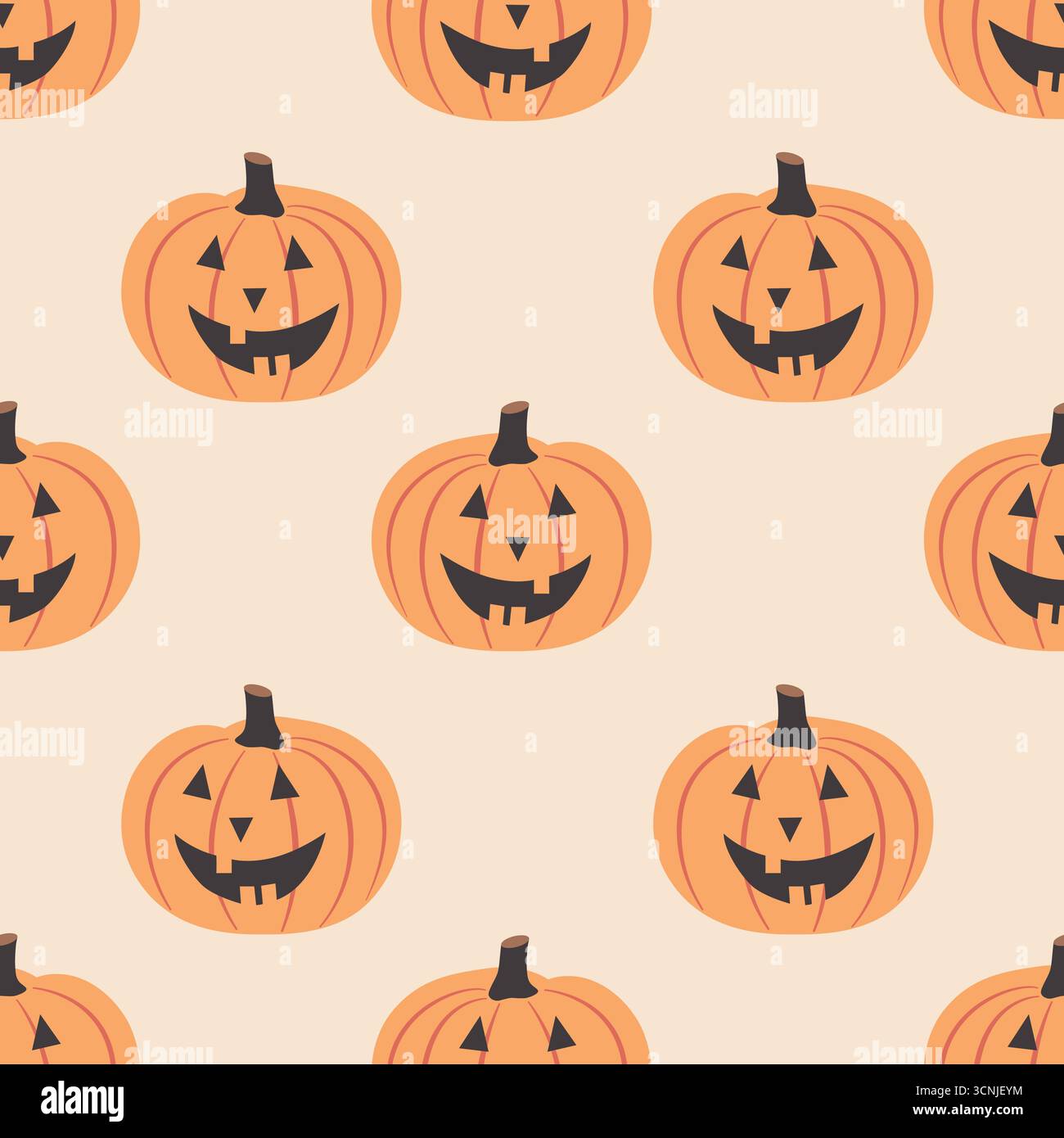 Halloween pumpkins seamless pattern. Vector illustration of Halloween ...