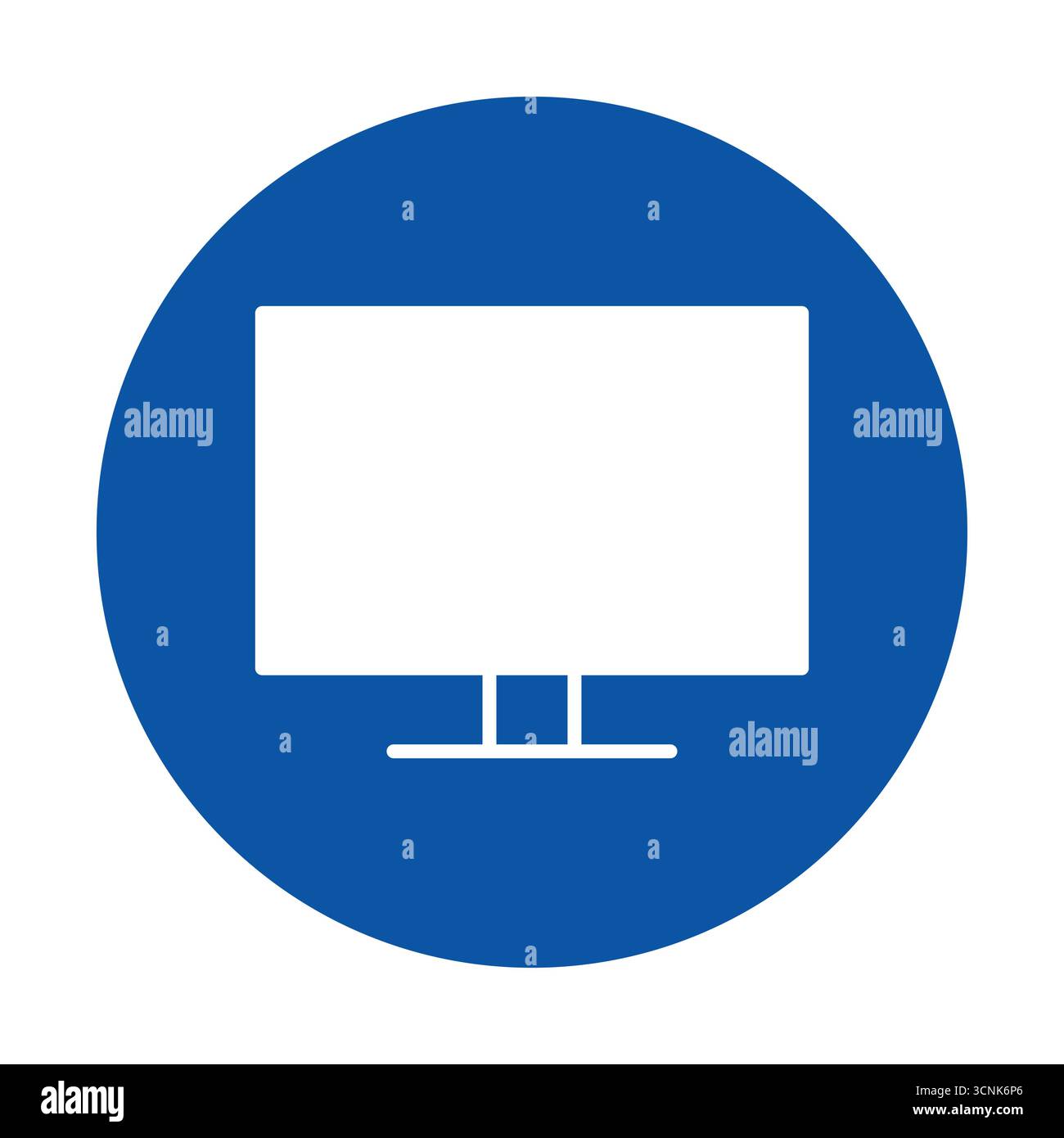 This clean icon features a computer display on a blue circular ...
