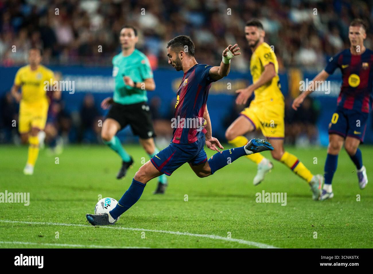 FC Barcelona player (7) Ferran Torres scores a goal during LaLiga EA