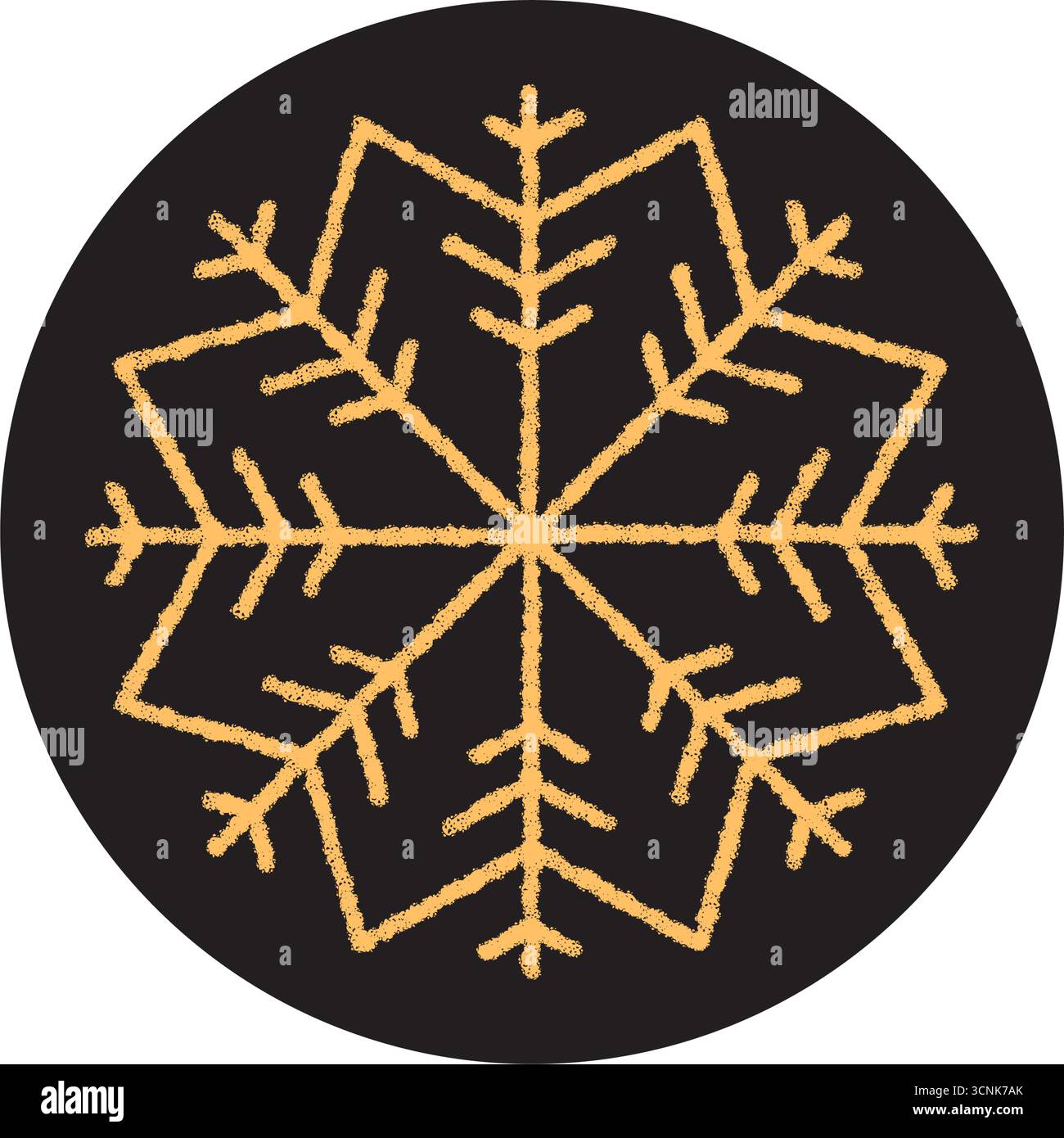 Chalk Snowflake Sticker Seal Circle Stock Vector