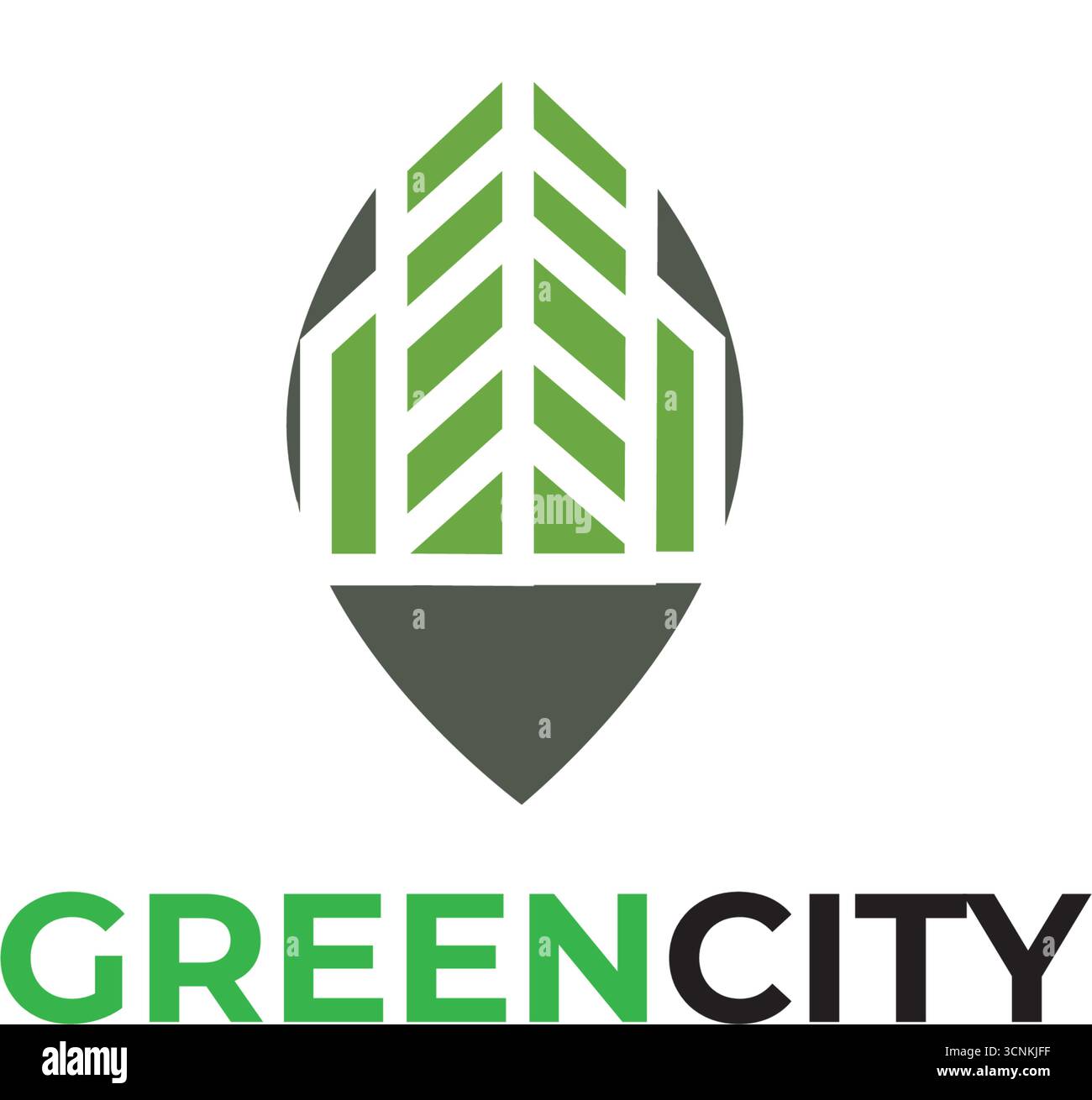 Green city logo design creative idea with leaf Stock Vector