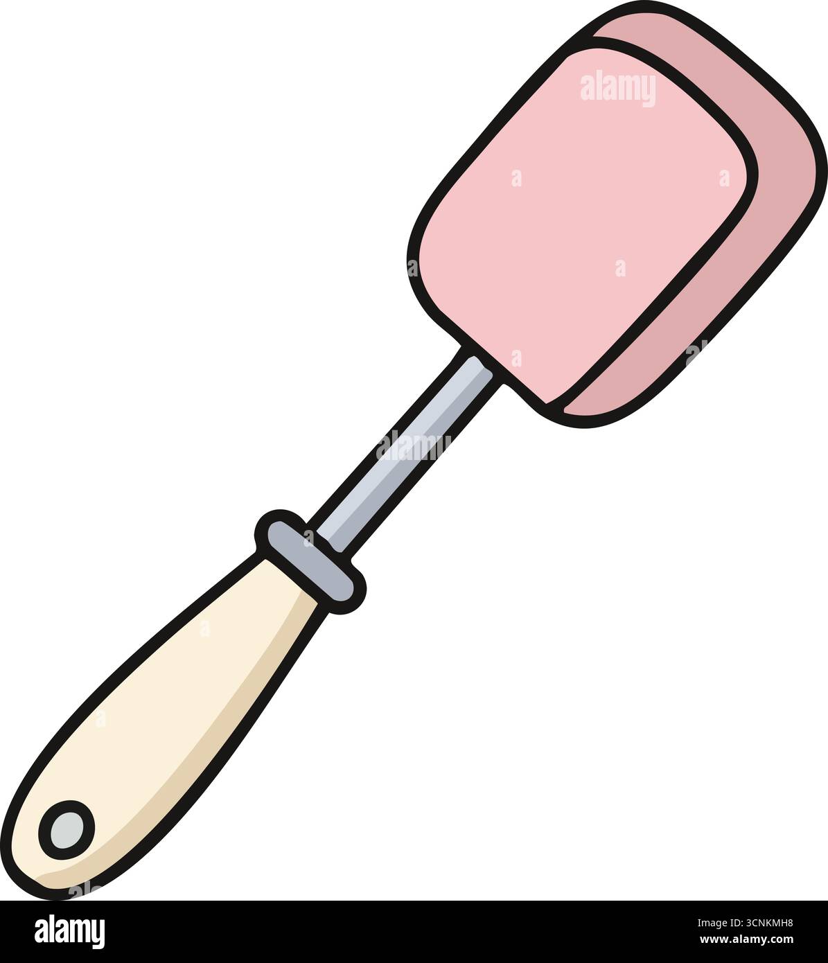 A compact flexible spatula with a rounded silicone head and light wood ...