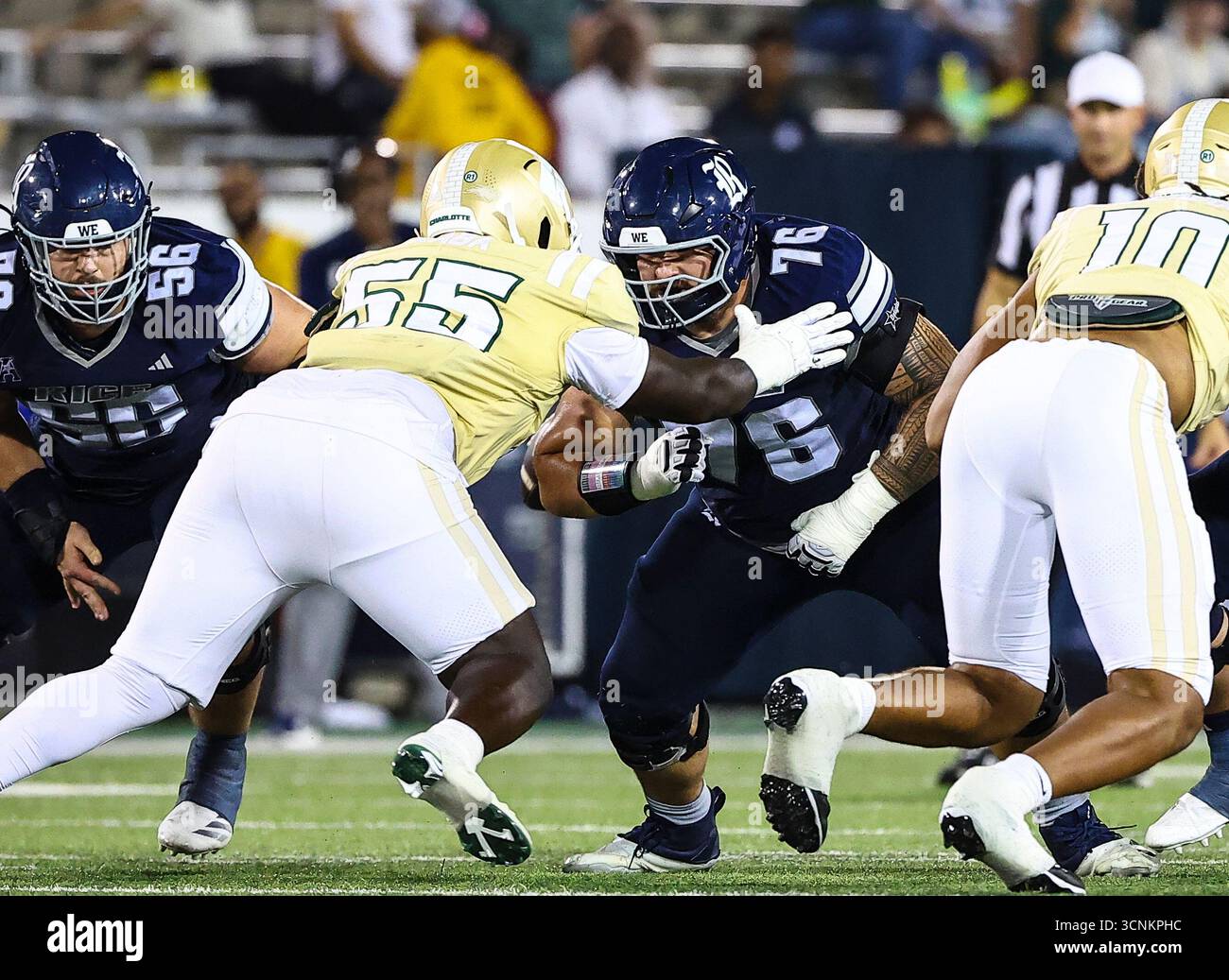 September 18,2025: Rice University offensive lineman John Long (76 ...