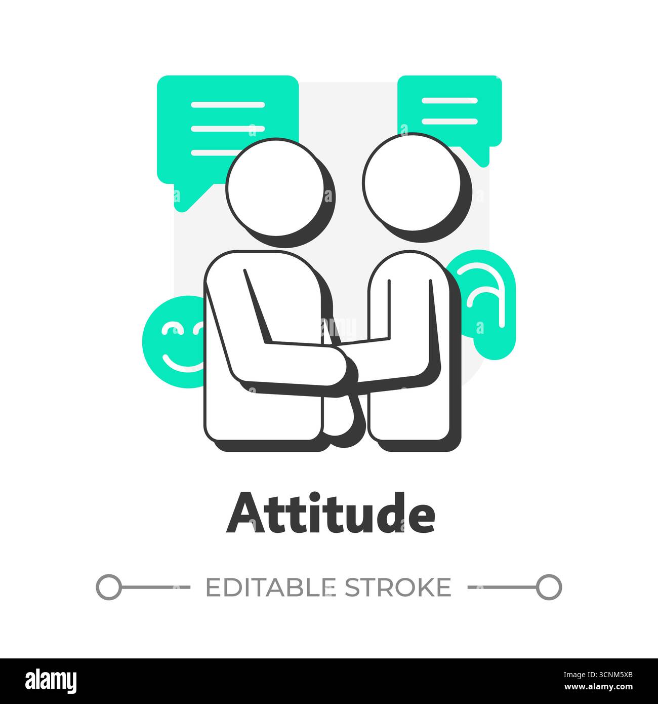 Attitude flat outline concept icon Stock Vector