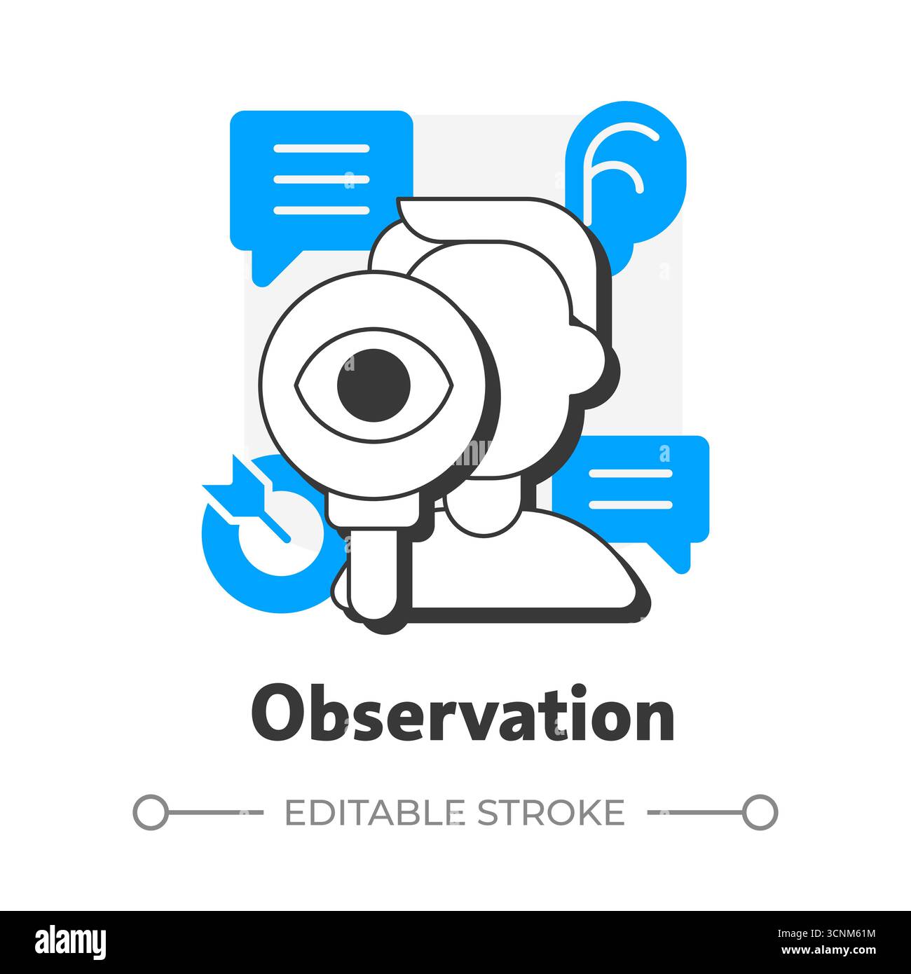 Observation flat outline concept icon Stock Vector