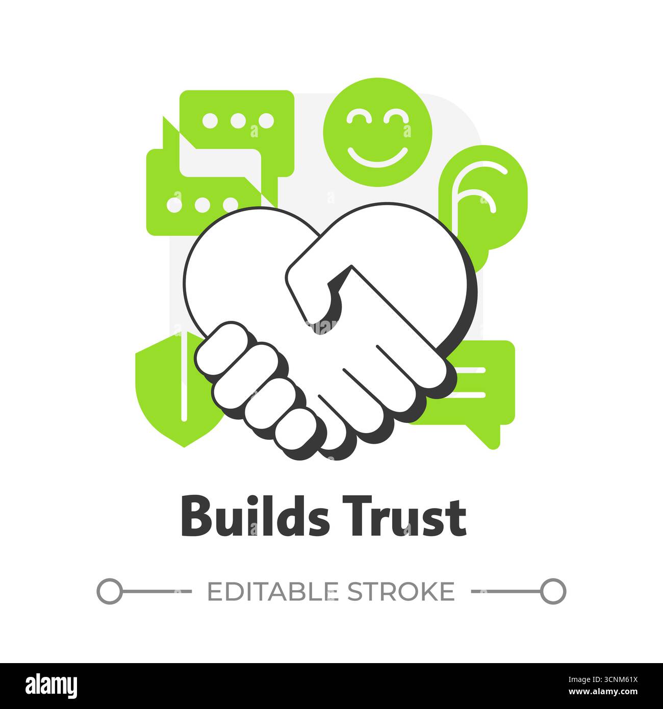 Builds trust flat outline concept icon Stock Vector