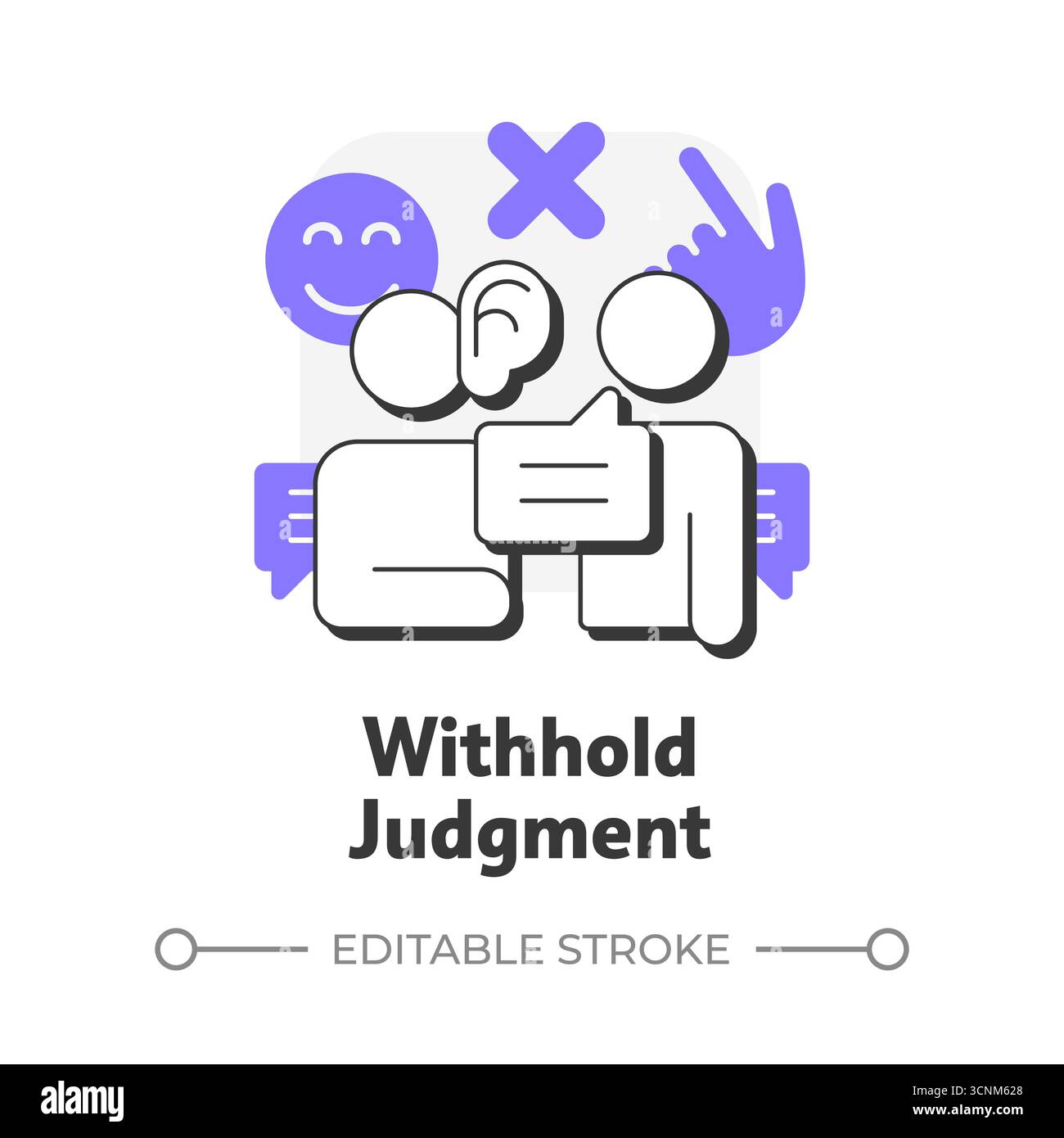 Withhold judgment flat outline concept icon Stock Vector