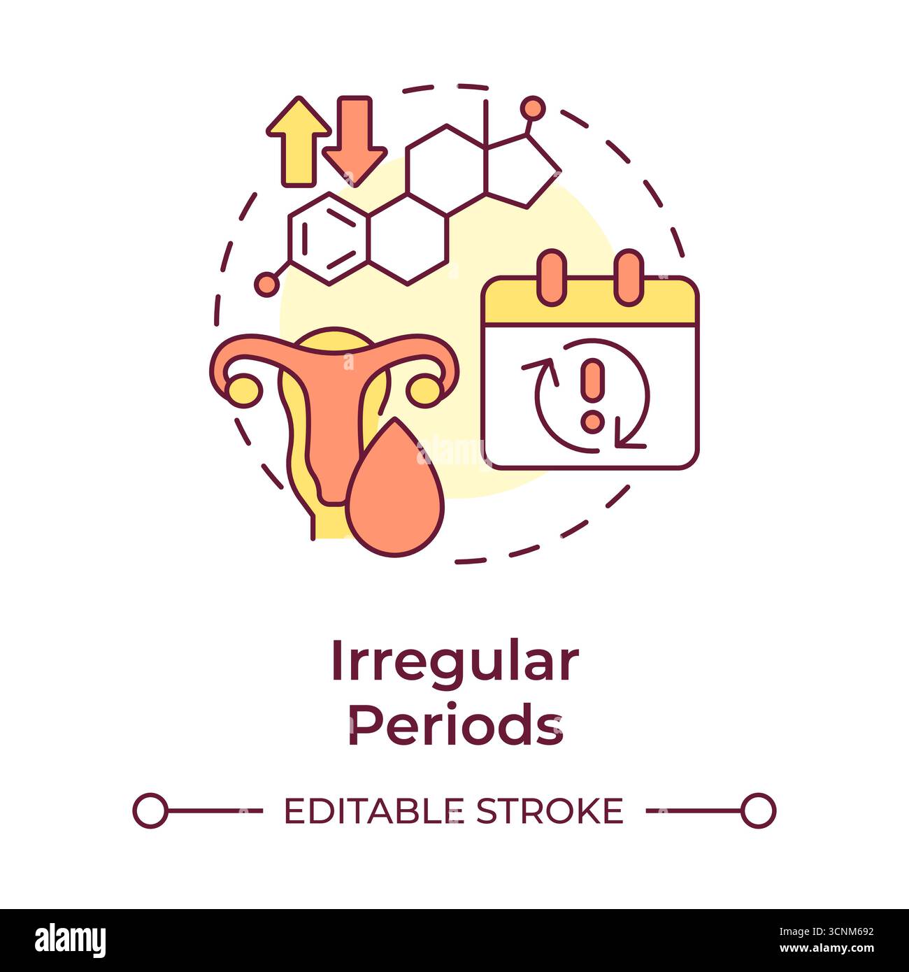 Irregular periods multi color concept icon Stock Vector