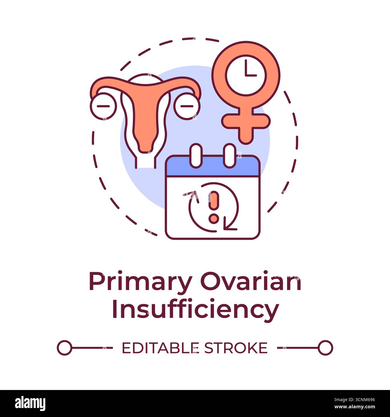 Primary ovarian insufficiency multi color concept icon Stock Vector