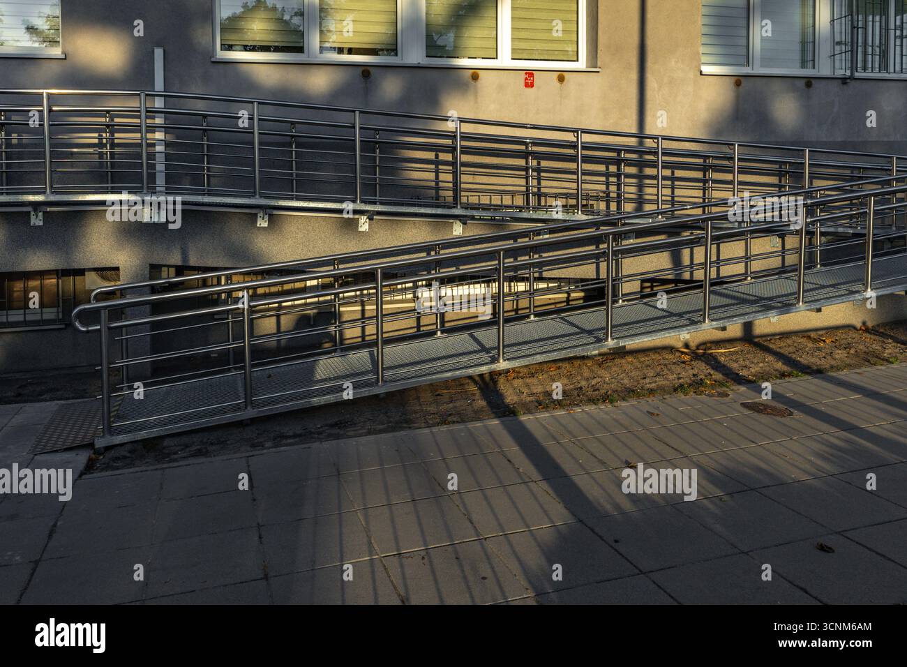 Accessible ramp for disabled people, metal ramp with handrails for ...