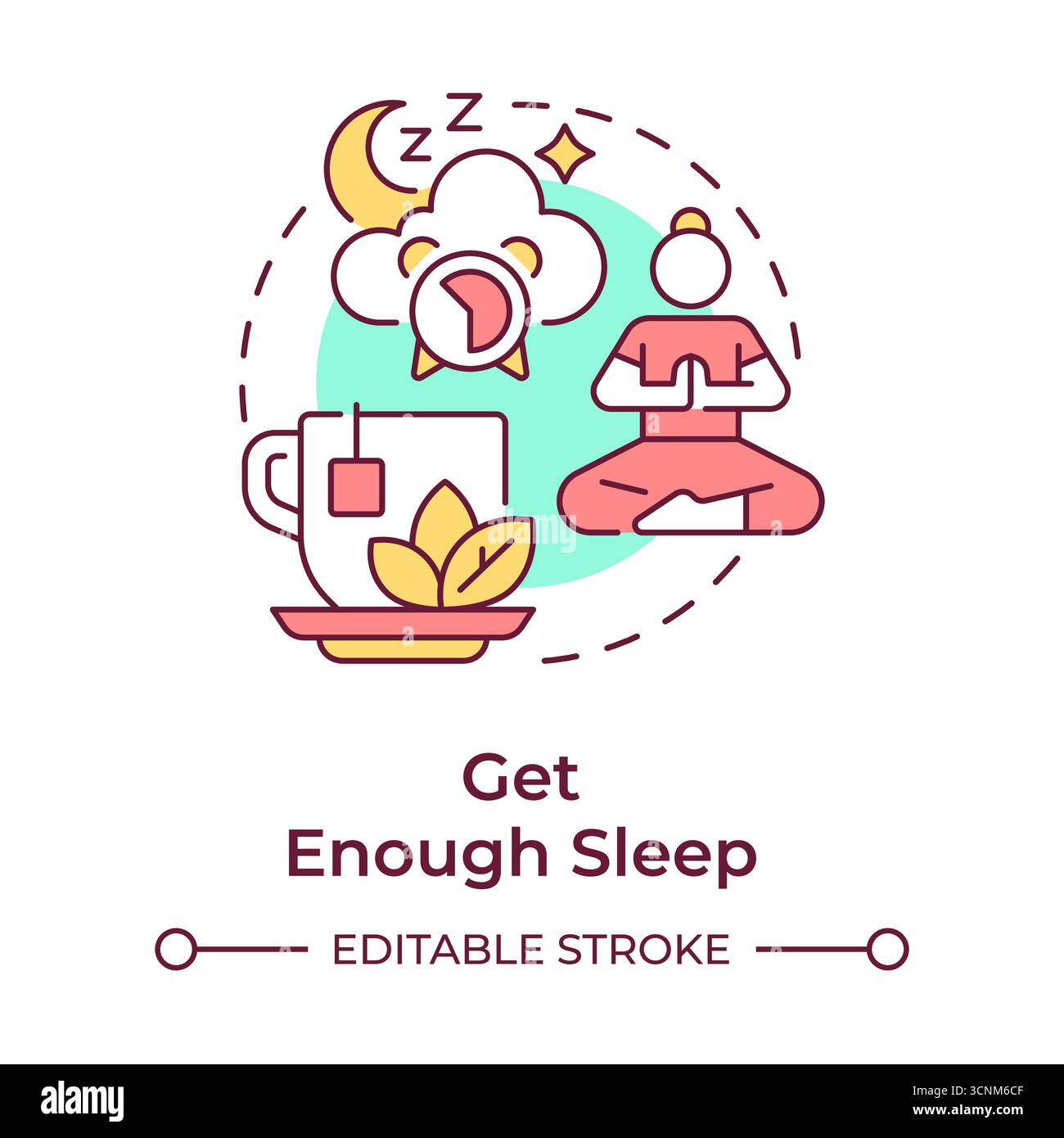 Get enough sleep multi color concept icon Stock Vector