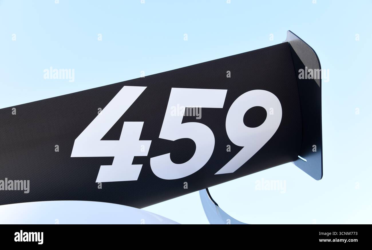 Car spoiler at a car show Stock Photo