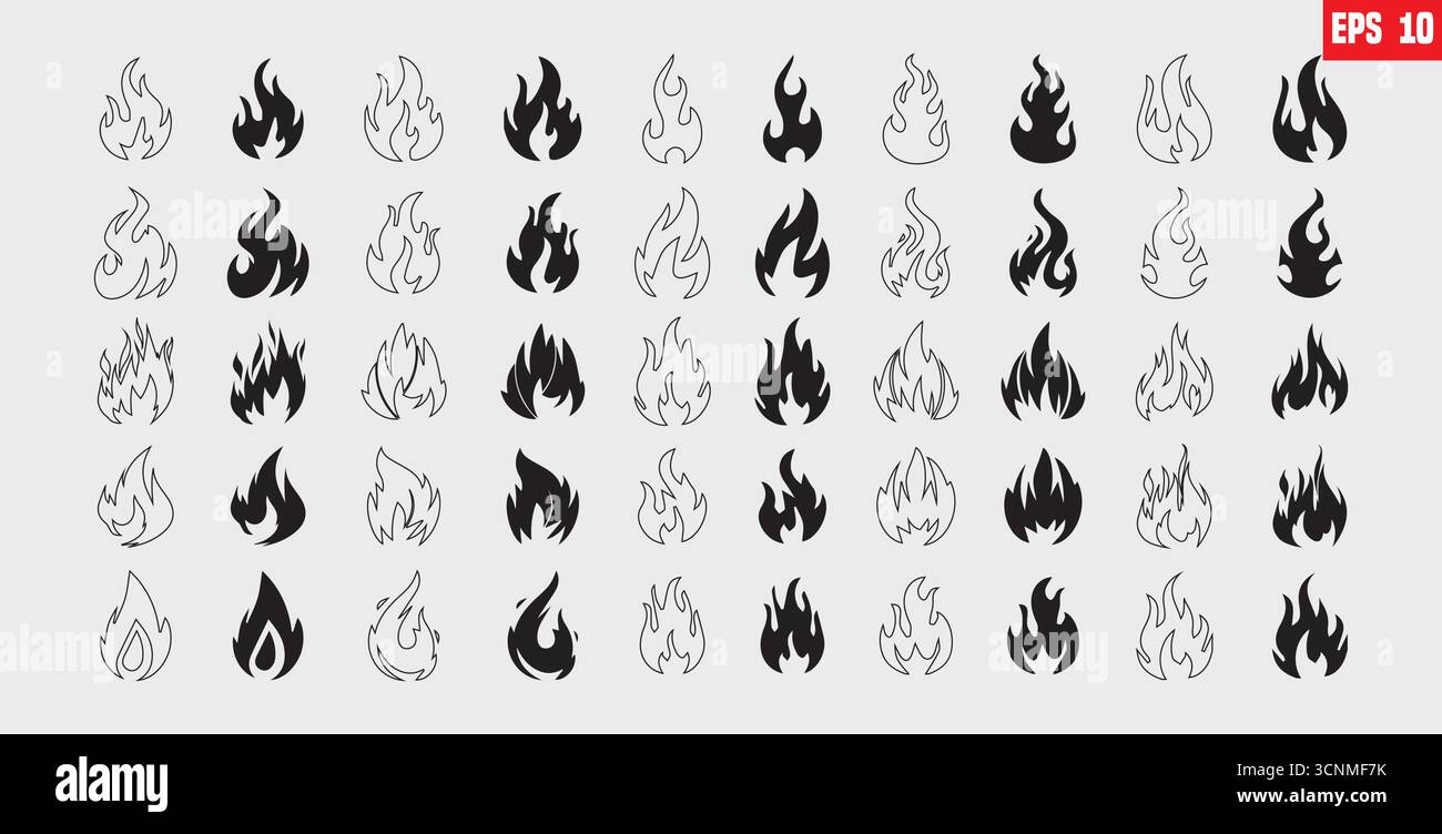 Fire icons set. Fire symbol set. Vector illustration Stock Vector Image ...