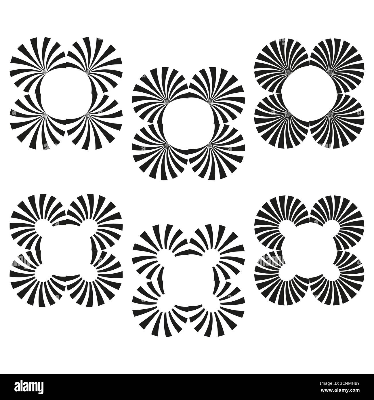 Abstract circular patterns. Concentric geometric shapes. Motion design Vector. Graphic visual art. EPS 10. Stock Vector