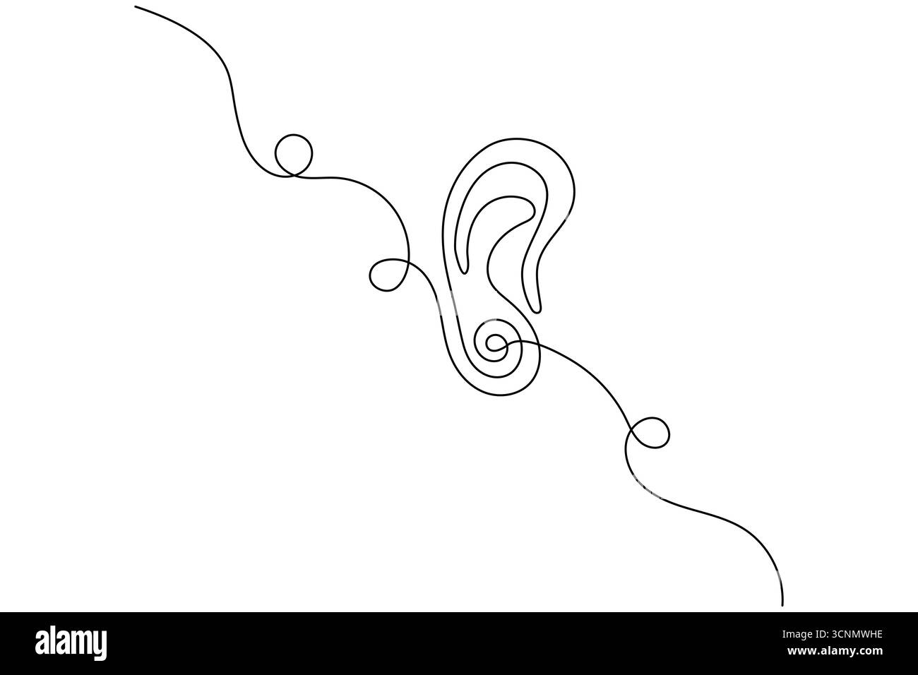 Ears icon continuous one line drawing minimalist style isolate outline ...